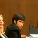 Cardi B arriving at court during her civil trial over alleged 2018 altercation with security guard.