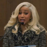 Cardi B in court responding to a lawyer’s question about her hair